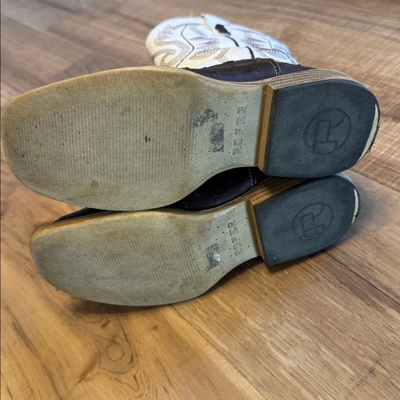 Boys Roper Tan and Cream Leather Boots - Picture 2 of 6